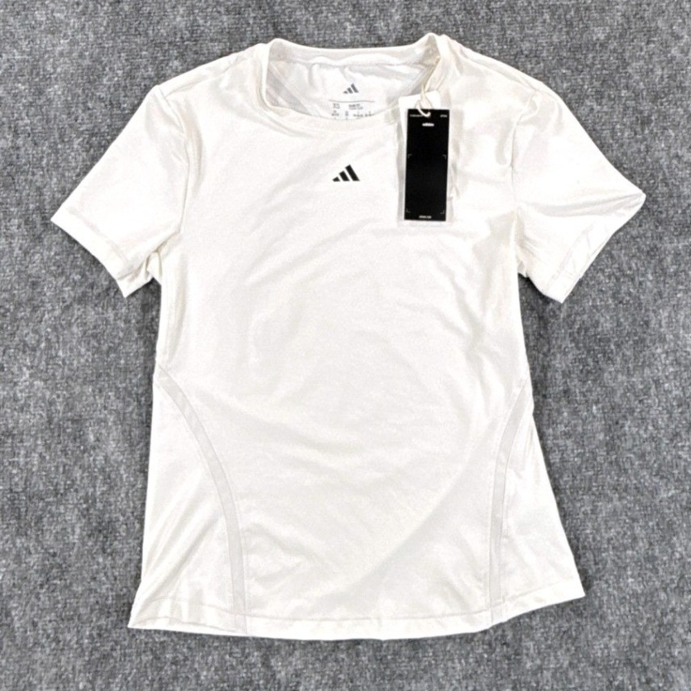 Adidas Womens XS White Techfit Training T-Shirt Slim Fit Athletic Top NWT